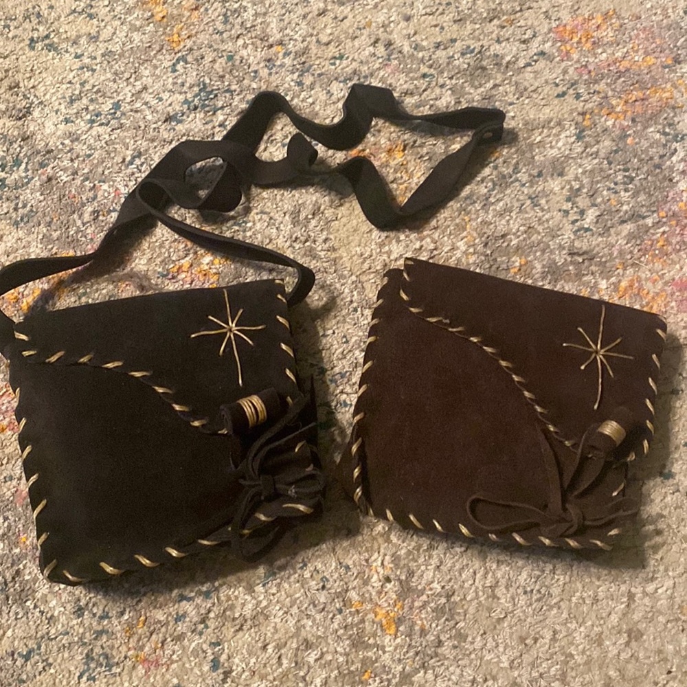 Small Handmade Mexico Suede shoulder Cross Body Bags Black or Brown New